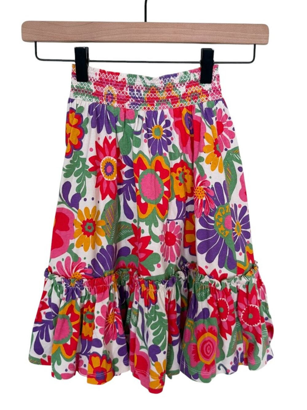 Mini Boden Girls Floral Printed Jersey Midi Skirt